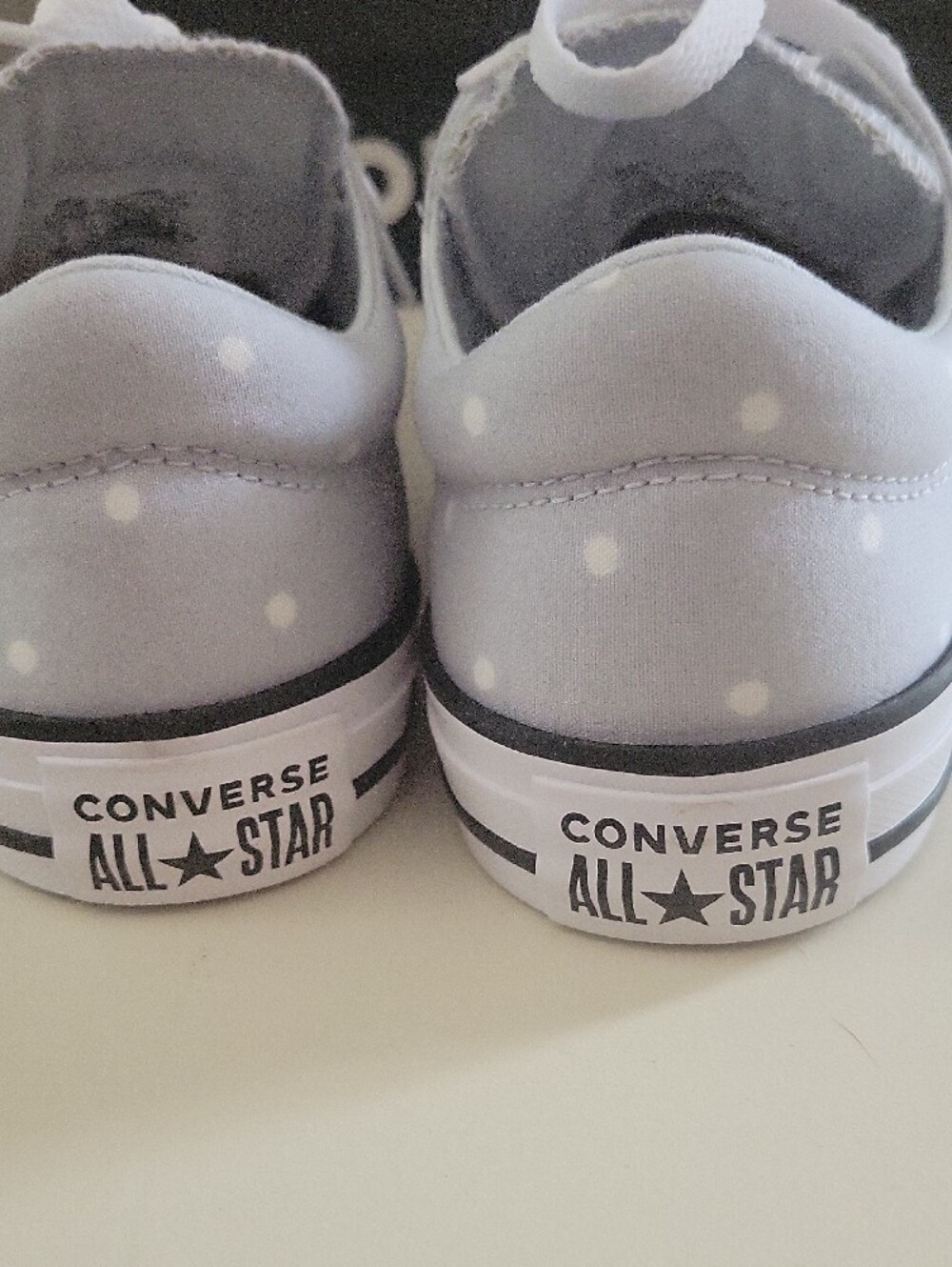 Converse Women's Grey Polkadot Canvas Low-Top Sneakers with Gold Eyelets - Picture 4 of 14